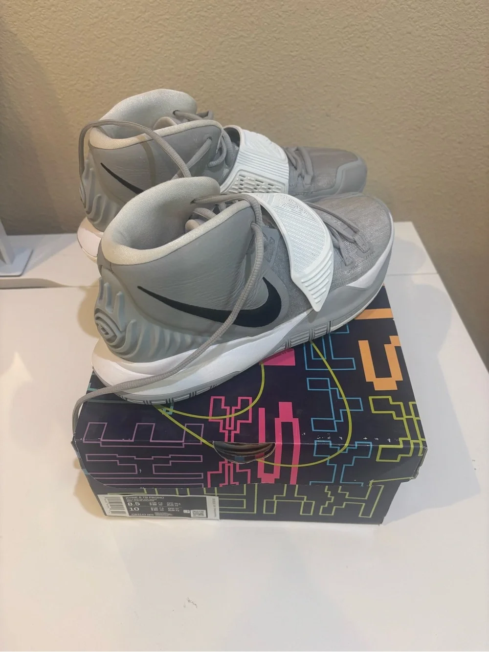Nike Kyrie 6 TB Promo Gray and White High-Top Basketball Shoes